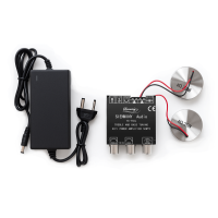 Vibration-Speaker Stereo Set 50 Watt (2×25W) - included Amplifier T50L with analog equalizer plus two vibro-speakers 25W-4ohm plus Power supply